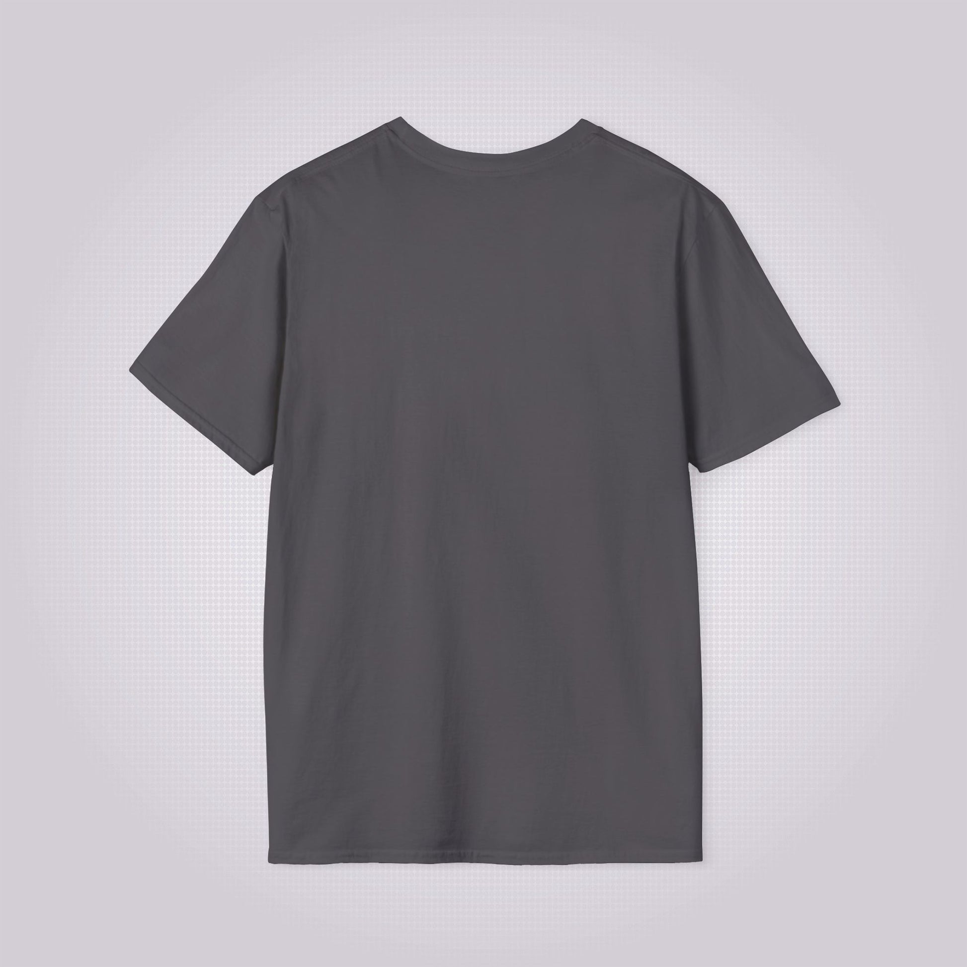 Picture of the reverse side of the charcoal t shirt